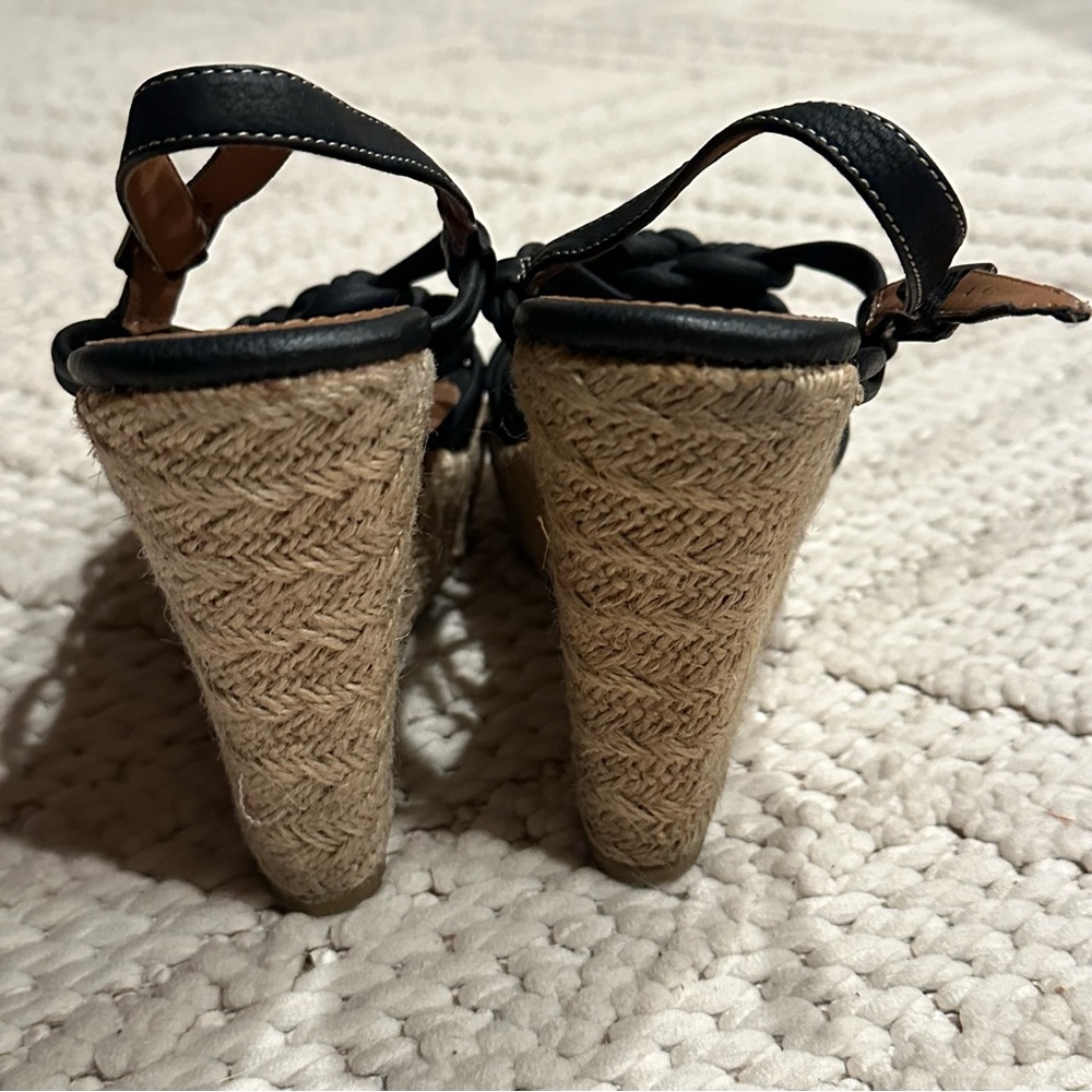 Black Braided Wedge Sandals - Picture 4 of 6